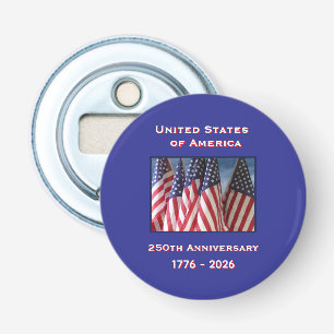 250ste Jubileum Amerikaanse Patriottische Vlaggen Button Flesopener