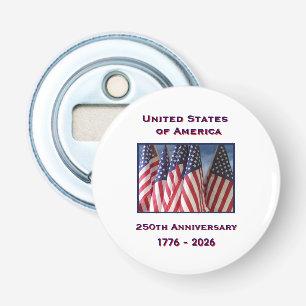 250ste Jubileum Amerikaanse Patriottische Vlaggen Button Flesopener
