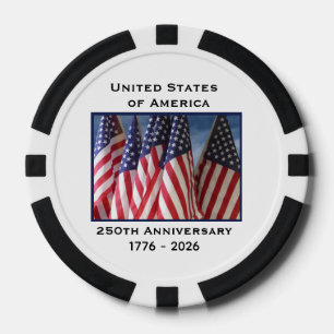 250ste Jubileum USA Patriotic Flag Premium Zwart Poker Chips
