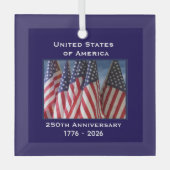 250ste Jubileum USA Patriotic Flags Premium Glas Ornament (Voorkant)