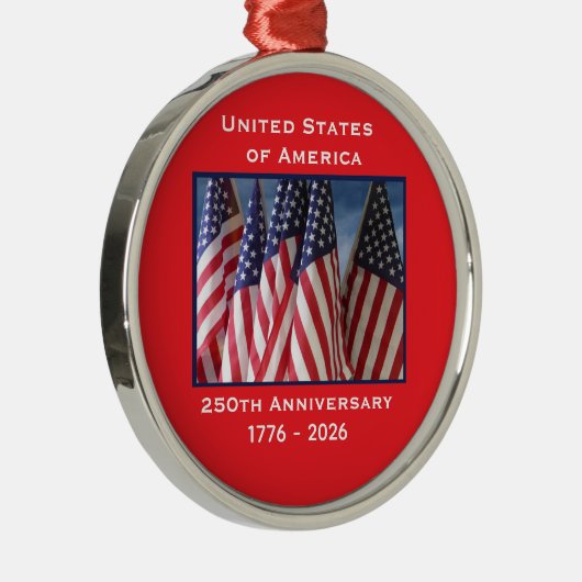 250ste Jubileum USA Patriotic Flags Premium Metalen Ornament (Rechts)