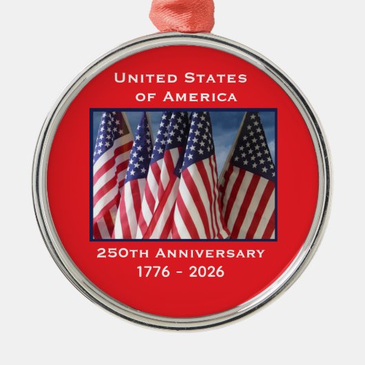250ste Jubileum USA Patriotic Flags Premium Metalen Ornament (Voorkant)