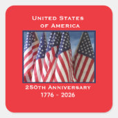 250ste Jubileum USA Patriotic Flags Premium Vierkante Sticker (Voorkant)