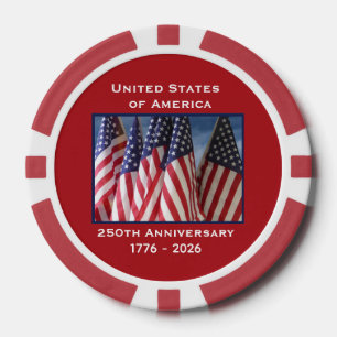 250ste Jubileum USA Patriottische Vlaggen Premium  Poker Chips