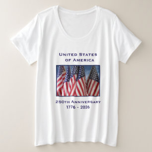 250ste Jubileum Verenigde Staten Patriottisch Grote Maat T-shirt