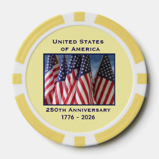 250ste Jubileum VS Patriottische vlaggen Geel Poker Chips