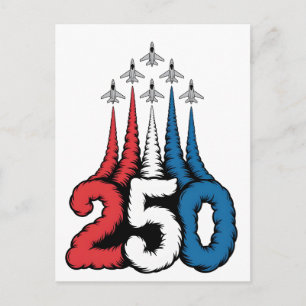 250ste verjaardag 4 juli Jet Patriottisch Feestdagenkaart