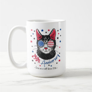 250ste Verjaardag Amerika USA Vlag Zonnebril Kat Koffiemok