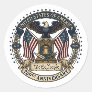 250ste Verjaardag Amerikaanse Adelaar Ronde Sticker