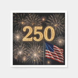 250ste verjaardag Amerikaanse vlag en vuurwerk Servet