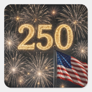 250ste verjaardag Amerikaanse vlag en vuurwerk Vierkante Sticker