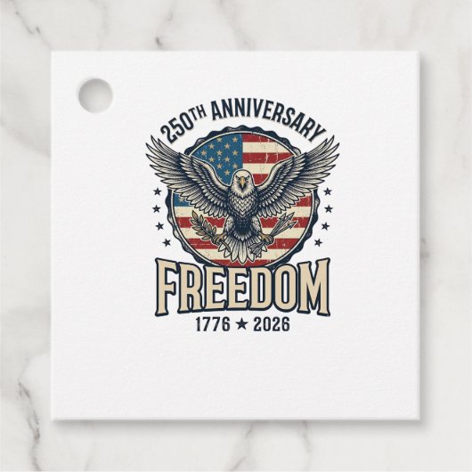 250ste Verjaardag Freedom Eagle Patriottische Vint Bedankjes Labels (Voorkant)