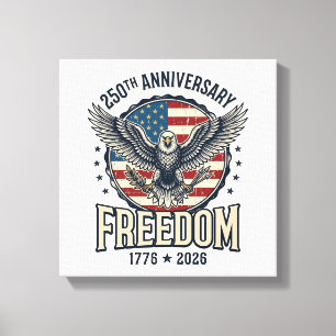 250ste Verjaardag Freedom Eagle Patriottische Vint Canvas Afdruk