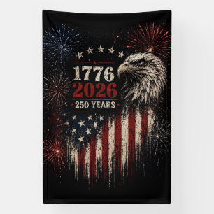 250ste Verjaardag Patriottische Adelaar & Vuurwerk Spandoek