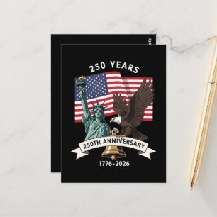 250ste Verjaardag Standbeeld Liberty Eagle Vlag Briefkaart