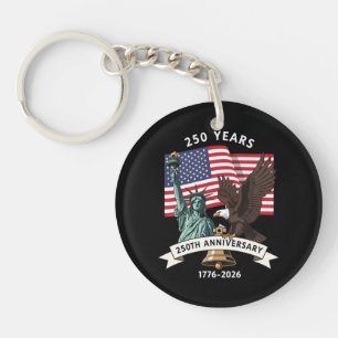 250ste Verjaardag Standbeeld Liberty Eagle Vlag Sleutelhanger