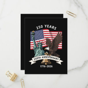 250ste Verjaardag Standbeeld Liberty Eagle Vlag Uitnodiging Briefkaart