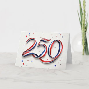 250ste verjaardag USA Patriotische linten en sterr Kaart