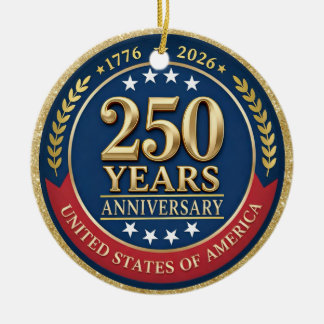 250ste Verjaardag USA Patriottisch | 1776–2026 Keramisch Ornament