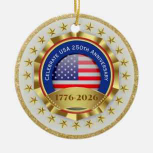 250ste Verjaardag USA Patriottisch 1776–2026 Keramisch Ornament