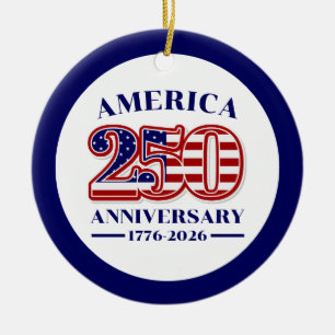 250ste Verjaardag USA Patriottisch 1776–2026 Keramisch Ornament