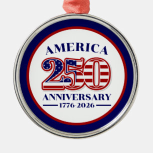 250ste Verjaardag USA Patriottisch 1776–2026 Metalen Ornament
