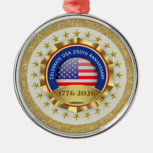 250ste Verjaardag USA Patriottisch 1776–2026 Metalen Ornament