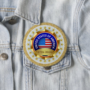 250ste Verjaardag USA Patriottisch 1776–2026 Ronde Button 4,0 Cm