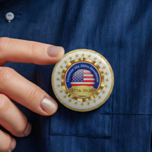 250ste Verjaardag USA Patriottisch 1776–2026 Ronde Button 7,6 Cm