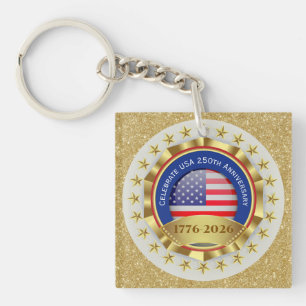 250ste Verjaardag USA Patriottisch 1776–2026 Sleutelhanger