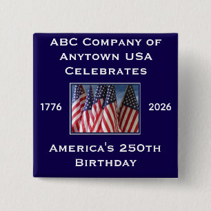 250ste verjaardag van de VS Patriotische vlaggen Vierkante Button 5,1 Cm