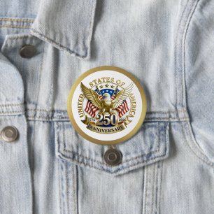250ste verjaardag van de VS Patriottisch   1776–20 Ronde Button 7,6 Cm