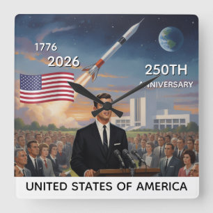 250ste verjaardag VS, Amerikaanse vlag / Patriotti Vierkante Klok