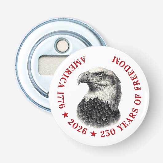250th Anniversary USA 2026 Bald Eagle  Button Flesopener (Voorkant)