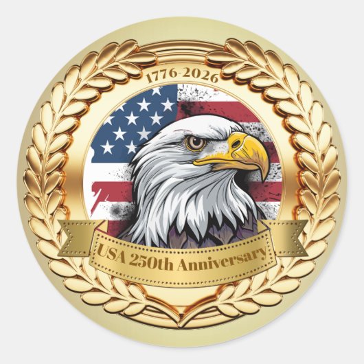 250th Anniversary USA Patriotic | 1776–2026 Button Ronde Sticker (Voorkant)