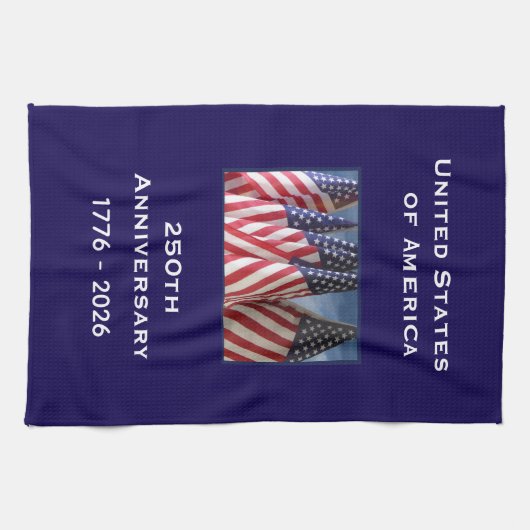 250th Anniversary USA Patriotic American Flags Theedoek (Horizontaal)