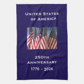 250th Anniversary USA Patriotic American Flags Theedoek (Verticaal)