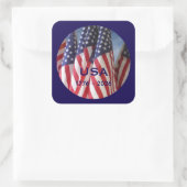 250th Anniversary USA Patriotic Flags Premium Vierkante Sticker (Tas)