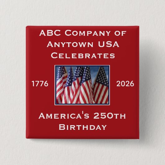 250th Anniversary USA Patriotic Flags Vierkante Button 5,1 Cm (Voorkant)