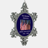 250th Anniversary USA Patriotic God Bless America Tin Sneeuwvlok Ornament (Links)