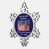 250th Anniversary USA Patriotic God Bless America Tin Sneeuwvlok Ornament (Rechts)