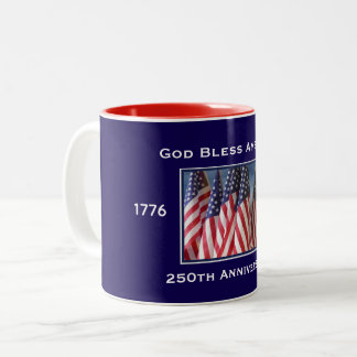 250th Anniversary USA Patriotic God Bless America Tweekleurige Koffiemok