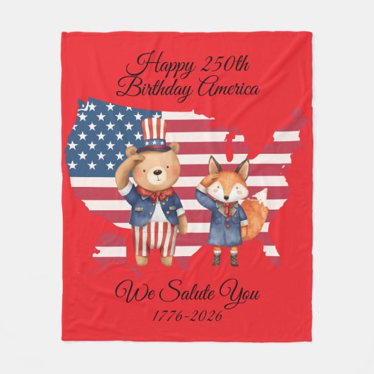 250th Birthday America Fleece Blanket Deken (Voorkant)