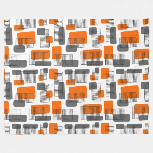 251215 - Oranje en grijs Fleece Deken (Voorkant (Horizontaal))