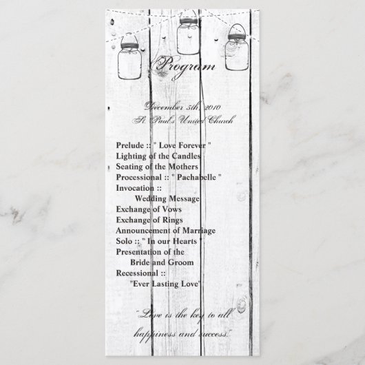 25 4x9 bruiloft programma Mason Jar String Lights (Voorkant)