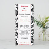 25 4x9 bruiloft programma zwart bloeien rode stree (Staand voorkant)