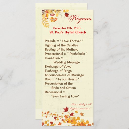 25 4x9 de Herfst van het Programma van de Weddensc (Voorkant / Achterkant)