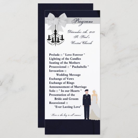 25 4x9 Huwelijksprogramma ARMY Uniform Blues Bride Programma (Voorkant / Achterkant)