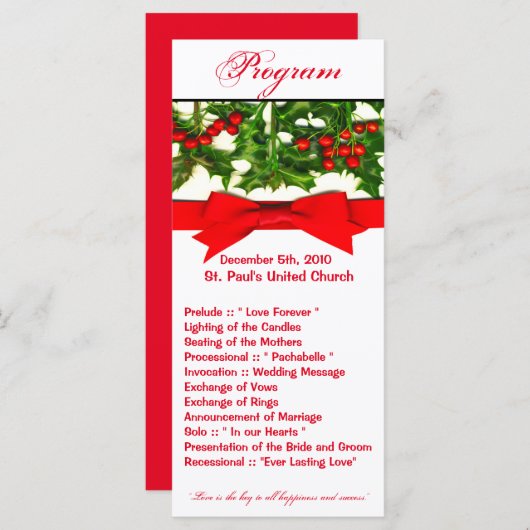25 4x9 huwelijksprogramma Baughs Holly Berry Chris Programma (Voorkant / Achterkant)