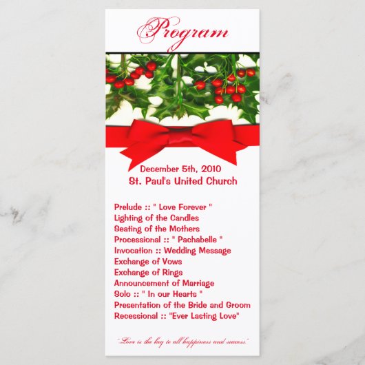 25 4x9 huwelijksprogramma Baughs Holly Berry Chris Programma (Voorkant)